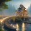 Placeholder: masters building houses by the river,big bridges and balconies, 4k, Highly Detailed, perfect eyes, Digital Illustration, Cinematic Lighting, Realistic, Sharp Focus, Centered, Beautifully Lit, Bioluminescent by Stanley Artgerm Lau