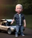 Placeholder: jeff bezos toddler, full body, delorean, dramatic lighting, hyper realistic