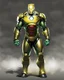 Placeholder: Super Iron Man, and yellow armor, kryptonite powered, built by wayne enterprises, batman,