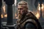 Placeholder: photorealistic portait of henry cavell as viking with blonde undercut tribal tattoos wearing modern mercenary uniform fantasy dark cityscape