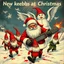 Placeholder: there is no kebabs at christmas, evil Santa, evil gnomes running around, staring flaming eyes, evil Rudolf, very big evil melting angry Frosty the snowman in background, 1940 christmas postcard, blood stains, Flying angels, Santa holding a chainsaw, fireworks