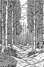 Placeholder: A peaceful forest glade with dappled sunlight filtering through the trees represents the tranquility and freedom found in nature.coloring book page, simple and clean line art, adult drawing book, black and white, crisp black lines, no shades, sharp lines, coloring book for adults, cartoon style, landscape