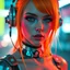 Placeholder: a pretty cyberpunk girl, cyborg, bright hair