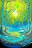 Placeholder: A stunning forest with tree made out of plastics and a lake of white small balls ad water, surreal, Dali, Van Gogh, fine line art styles , fantasy world ,
