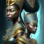 Placeholder: sango fantasy, fantasy magic, intricate, sharp focus, illustration, highly detailed, digital painting, concept art, matte, masterpiece head sexy view black African beauty black afro hair earth lady silver tiger head Egyptian princess pyramid sphinx background