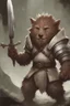 Placeholder: Dnd a young bugbear with white fur and leather armor