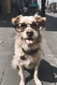 Placeholder: english dog wirh eyeglasses reads the newspaper