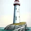 Placeholder: A colored pencil drawing of the granite lighthouse Lista Lighthouse in Norway