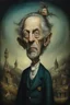 Placeholder: A hauntingly bizarre caricature portrait of a man, in the style of a surreal painting by Bosch Madona