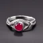 Placeholder: ruby signet ring with braided tungsten and titanium, braided band, brushed steel, men's jewellery