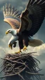 Placeholder: A huge eagle carrying a man and bring him to his nest