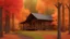 Placeholder: A cozy cabin in the woods surrounded by colorful autumn leaves
