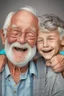 Placeholder: happy old man with son 9 years old boy