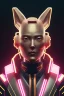 Placeholder: MCU Portrait, Front image. cyberpunk Asian woman, pink short hair. Ceramic rabbit mask. latex suit. Red, black, gold, color. Punk style, minimal details. highly detailed, concept art, smooth, unreal engine 5, god rays, ray tracing, RTX, lumen lighting, ultra detail, volumetric lighting, 3d, finely drawn, high definition, high resolution.