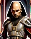 Placeholder: star wars bald male corellian jedi wearing gunmetal grey and black old republic armored flightsuit with gold and metallic red trim inside the jedi temple, centered head and shoulders portrait, hyperdetailed, dynamic lighting, hyperdetailed background, 8k resolution, volumetric lighting, light skin, fully symmetric details