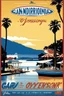 Placeholder: VISIT LANDIFORNIA [Affiches vintage by Gary Godel] Famous iconic landifornia Lac d'Hossegor with its iconic oyster bars