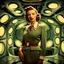 Placeholder: a beautiful 1940s styled woman in futuristic