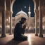 Placeholder: Hyper Realistic Praying matt in a mosque at night