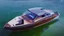 Placeholder: fantasy cartoon illustration: one new wooden yacht in the blue see