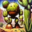 Placeholder: fantasy 90's tcg art of fantasy cactus golem