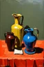 Placeholder: Oil painting of Vases and jugs in the style of frank Auerbach