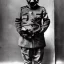 Placeholder: Japanese war general wearing a gas mask holding an AK 47 during world war 2