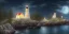 Placeholder: scenery lighthouse by night