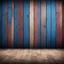 Placeholder: Hyper Realistic navy-blue & maroon multicolor grungy rustic wooden plank wall texture in an empty room with vignette effect