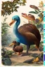 Placeholder: John James Audubon-like illustration of a fully uncropped Dodo bird and a Platypus in a landscape of warm yellows, warm reds, and warm blues