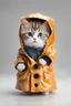 Placeholder: baby cat in raincoat. Chibi, Photograph, Canon DSLR, Tilt - shift, white background, high definition, Complete and coordinated composition, 8k