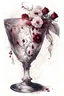 Placeholder: watercolor draw gothic vintage glass, dark red with flowers, white lace and rubies, white background, Trending on Artstation, {creative commons}, fanart, AIart, {Woolitize}, by Charlie Bowater, Illustration, Color Grading, Filmic, Nikon D750, Brenizer Method, Side-View, Perspective, Depth of Field, Field of View, F/2.8, Lens Flare, Tonal Colors, 8K, Full-HD, ProPhoto RGB, Perfectionism, Rim Lighting, Natural Lightin