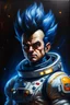 Placeholder: cyberpunk Vegeta astronaut, Rembrandt lighting, dark shadows, hyper-realistic, oil painting