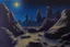 Placeholder: Rocks, night, 2000's sci-fi movies influence, ludwig dettman impressionism painting