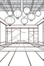 Placeholder: outline art for A Japanese-inspired meditation room with tatami mats and paper lanterns. coloring pages, white background, sketch style, full body, only use outline, white background, clean line art, np shadows and clean and well outlined