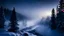 Placeholder: Night sky,fir forrest scenery, valley,creek,forest,heavy mist,mist shadows,tree, before sunrise,nature,night,snow,fir tree,night,holy night