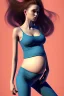 Placeholder: Pregnant girl, leggings and crop top