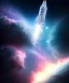 Placeholder: clean modern white rocket flying, beautiful nebula, far shot, 8k, realistic