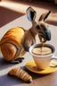 Placeholder: coffee next to croissant eaten by kangaroo