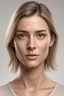 Placeholder: realistic, (29yr old female)without makeup, Caucasian beautiful face, angled head position, dark hair, studio lighting, cinematic light, beautiful woman, milk beige middle hair, perfect anatomy, on white background, 8k Resolution, highly detailed, non-symmetrical body a, detailed hairstyles and skin texture