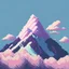 Placeholder: pixelated (16*16 pixels) image of a small mountain (which barely covers 25% of the image) and cotton candy colour sky