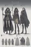 Placeholder: A dnd character sheet. A woman dressed for the cold north dressed in dark furs, with black hair. Death cleric wearing a mask, female woman girl