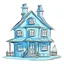 Placeholder: cartoon house draw blue