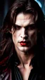 Placeholder: handsome evil male vampire with long brown hair