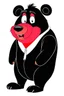 Placeholder: Pig in a black bear costume, as it would appear on Looney Tunes