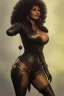 Placeholder: Pam Grier as evil queen in black leather, leather, busty, cleavage, angry, stern look. character design by cory loftis, fenghua zhong, ryohei hase, ismail inceoglu and ruan jia. unreal engine 5, artistic lighting, highly detailed, photorealistic, fantasy