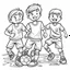 Placeholder: group of boys playing football, for coloring book