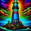 Placeholder: Beautiful lighthouse colorful art Deco, amazing artwork, hyper detailed, ultra maximalist quality, 12k