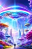 Placeholder: Ufo rainbow, futuriste ultra moderne,heaven,crystal very beautiful city,nature forest flowers colors