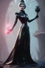 Placeholder: Constance Langdon as evil queen in black leather, leather, busty, cleavage, angry, stern look. character design by cory loftis, fenghua zhong, ryohei hase, ismail inceoglu and ruan jia. unreal engine 5, artistic lighting, highly detailed, photorealistic, fantasy