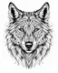 Placeholder: realistic wolf head tattoo idea, line art, background, vector, svg, black outline on white background, leave plenty of white space beetween lines for coloring, tattoo style, tattoo idea,full body